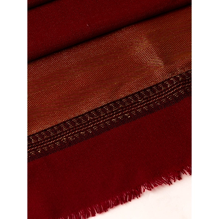 KUTCH  Hand Embroidery Mirror Work MEHROON Woolen Shawl-5