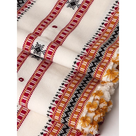 KUTCH  Hand Embroidery Mirror Work WHITE Woolen Shawl-5