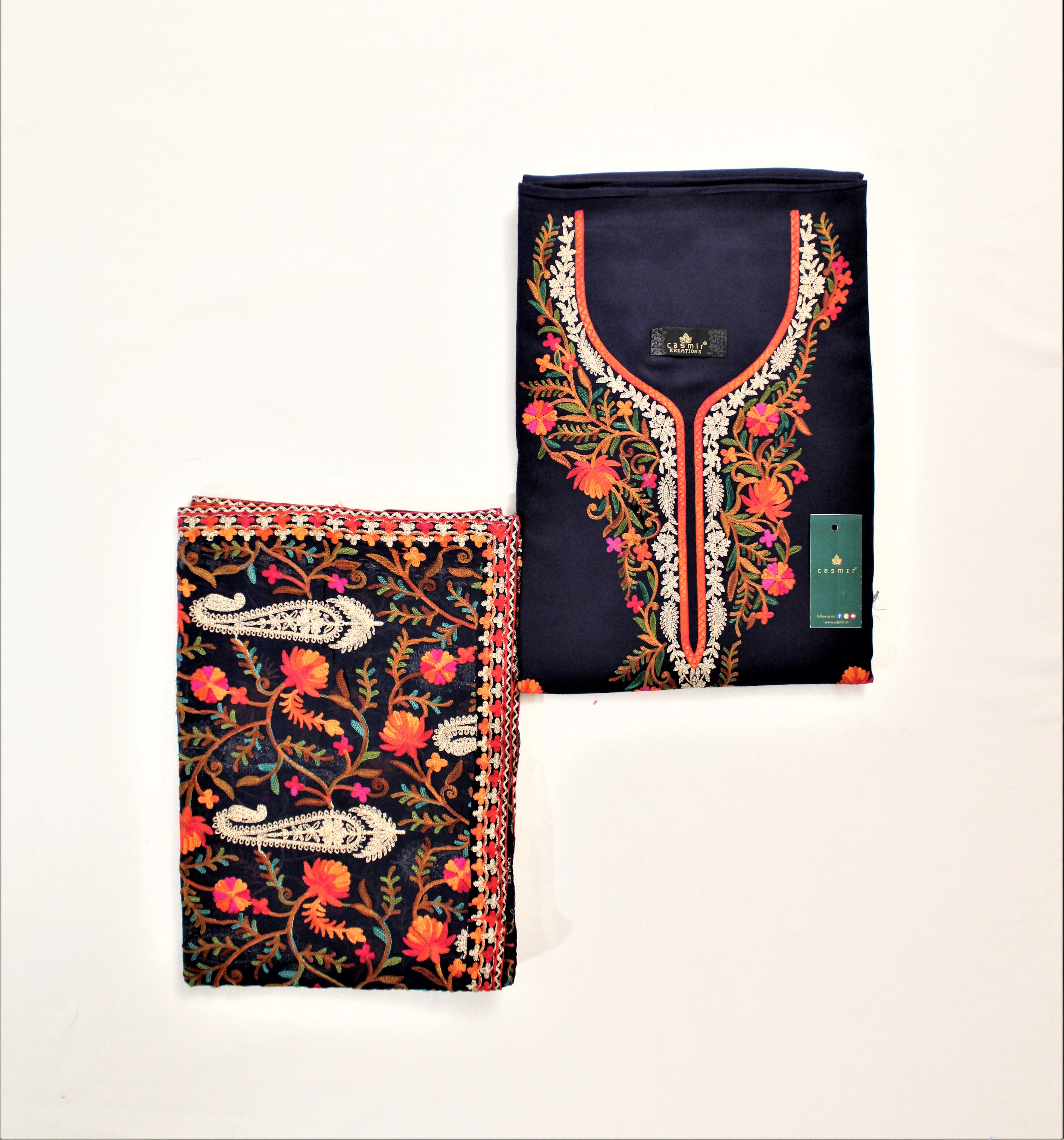 THREADWORK RAYON SALWAR SUITS( #N213 -NAVY BLUE)-BLUE-2