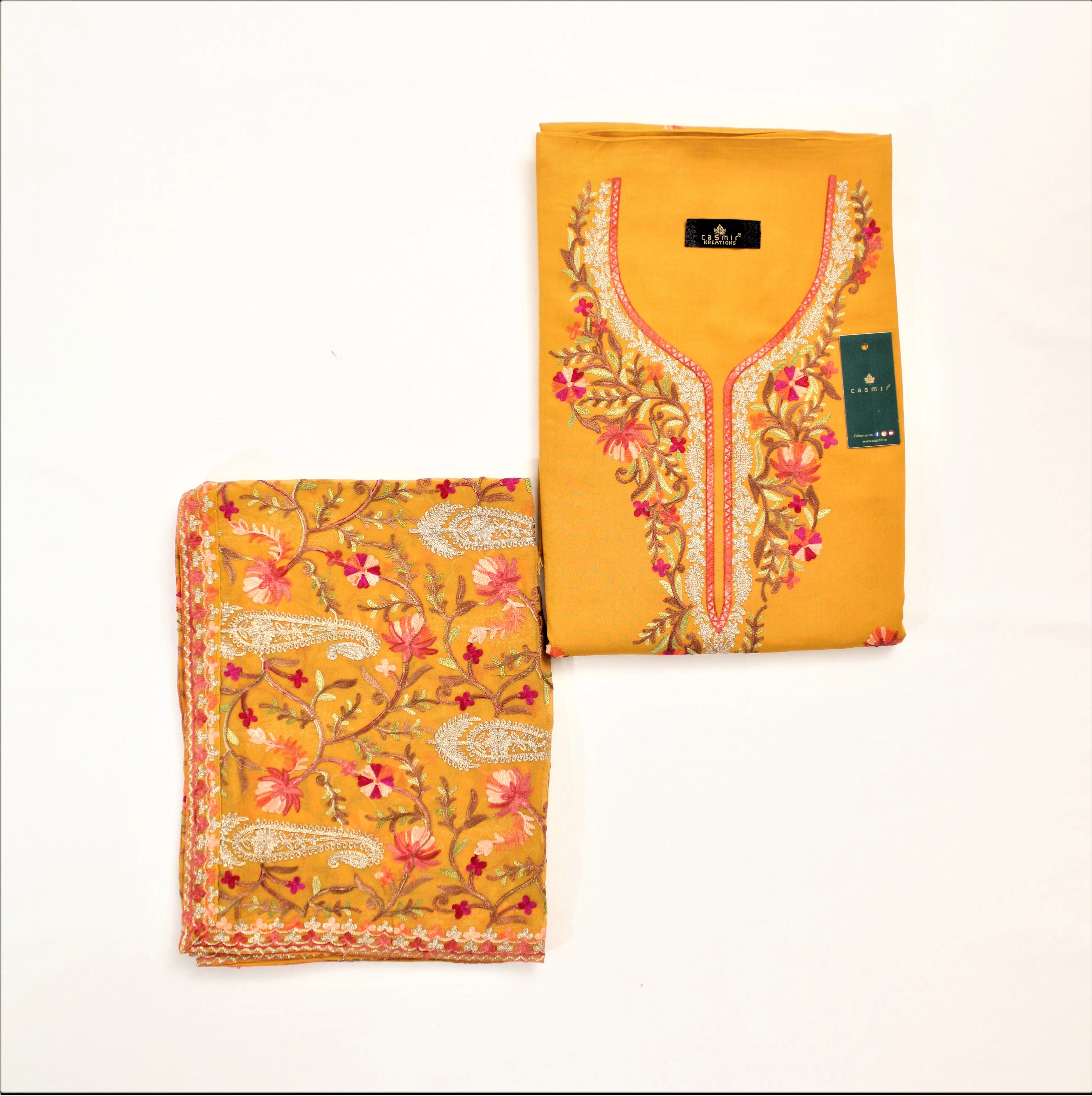 THREADWORK RAYON SALWAR SUITS(#N213 -MUSTARD)-MUSTARD-2