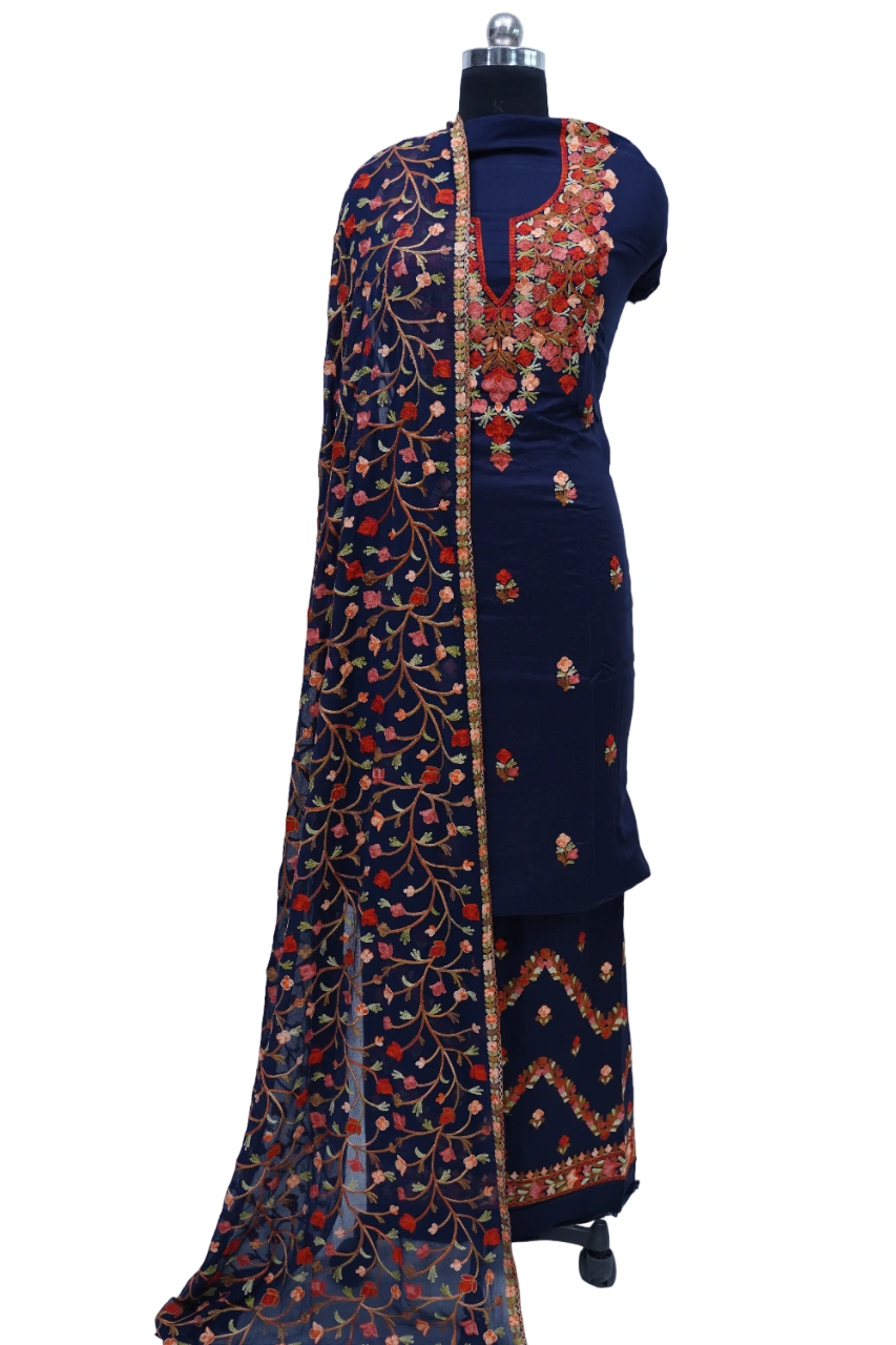 THREADWORK GEORGETTE SALWAR SUITS (# P104-BLUE)-11922776