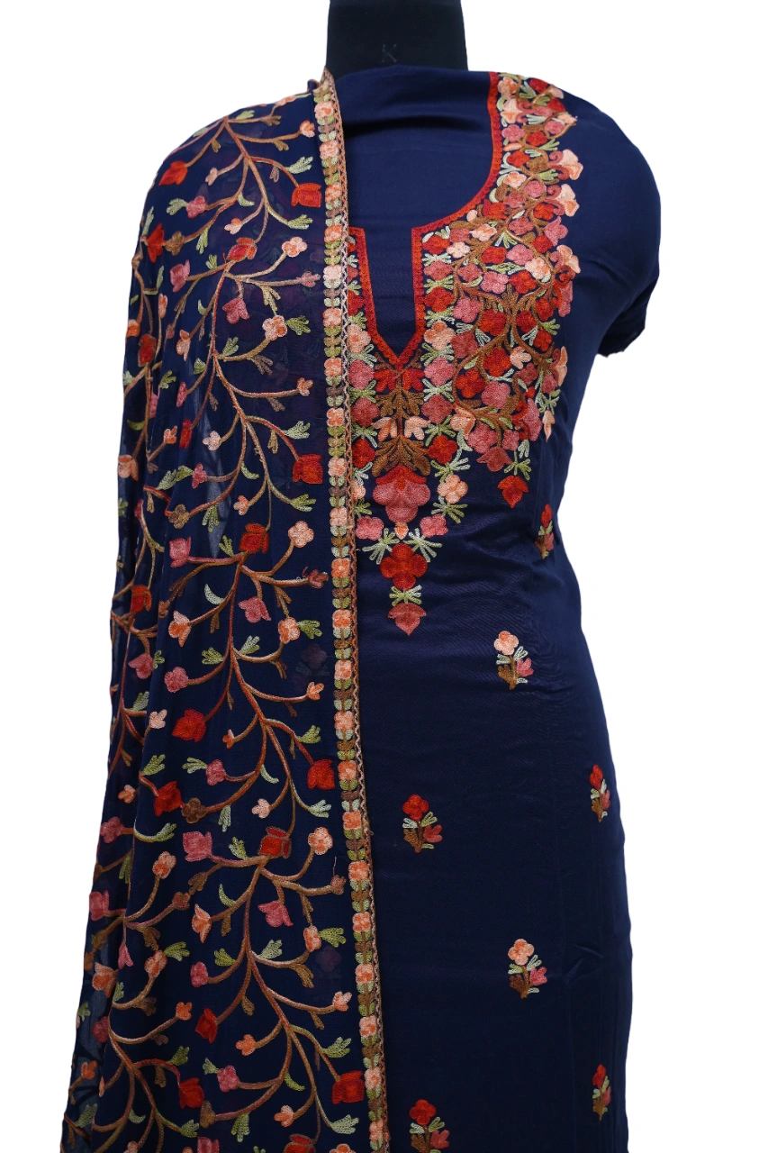 THREADWORK GEORGETTE SALWAR SUITS (# P104-BLUE)-BLUE-1