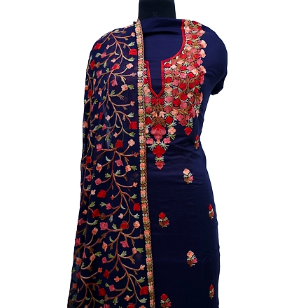 THREADWORK GEORGETTE SALWAR SUITS (# P104-BLUE)-BLUE-1