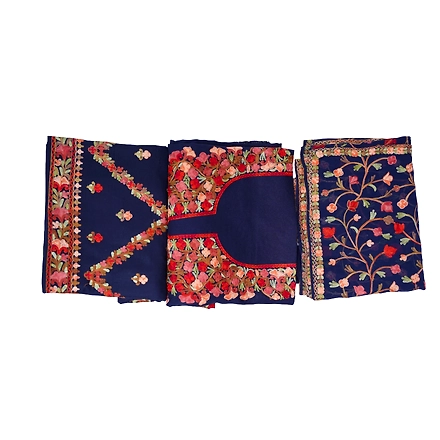 THREADWORK GEORGETTE SALWAR SUITS (# P104-BLUE)-BLUE-3
