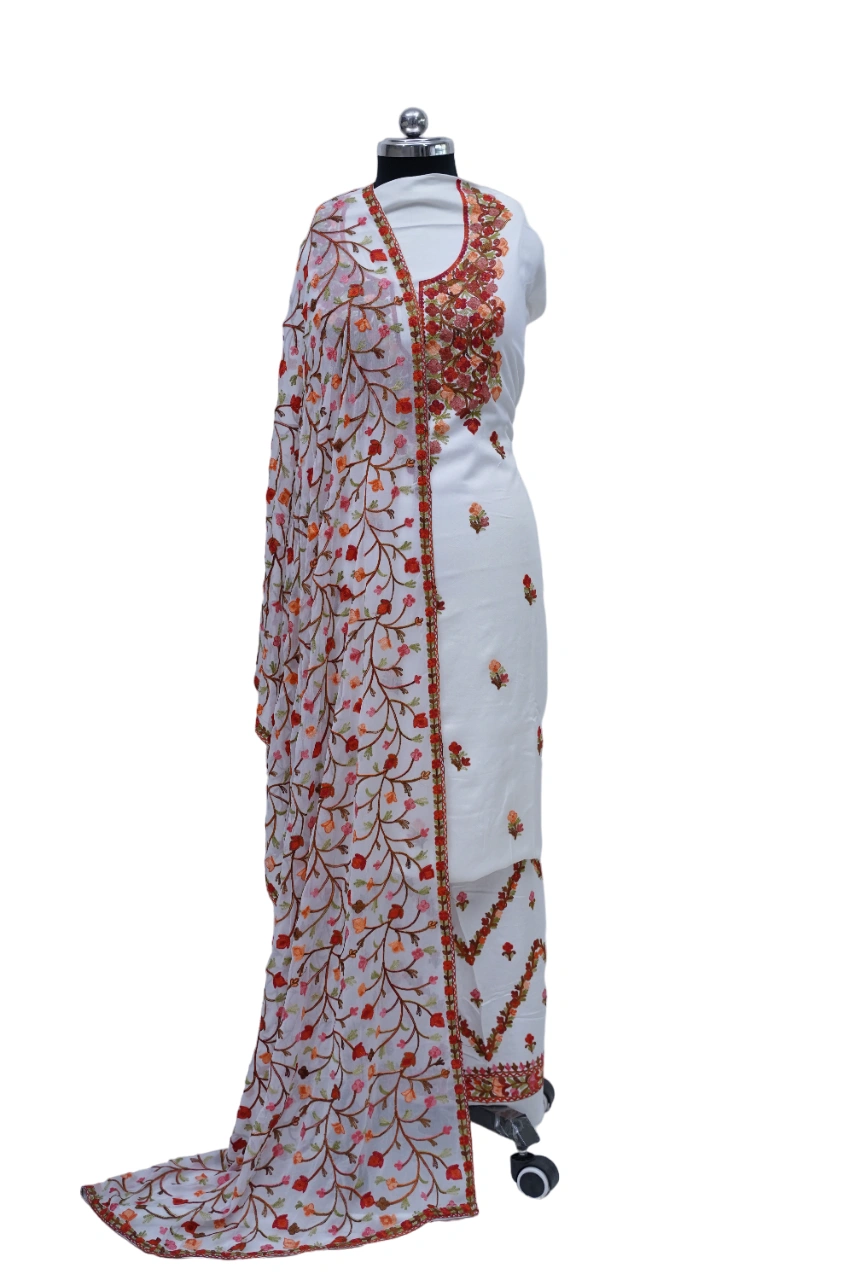 THREADWORK GEORGETTE SALWAR SUITS (# P104-WHITE)-11922792