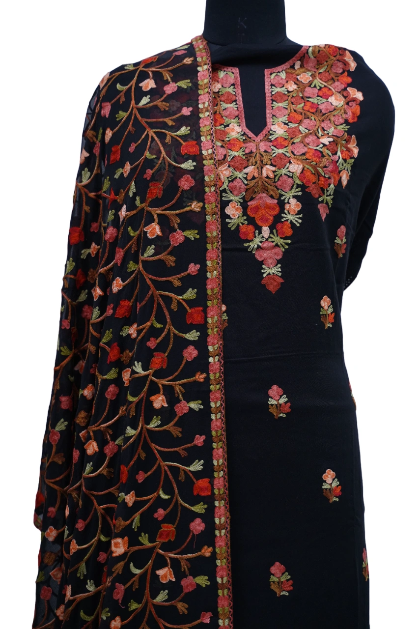 THREADWORK GEORGETTE SALWAR SUITS (# P104 -BLACK)-BLACK-1