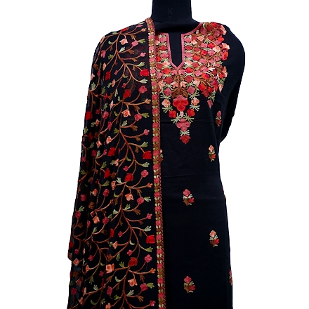 THREADWORK GEORGETTE SALWAR SUITS (# P104 -BLACK)-BLACK-1