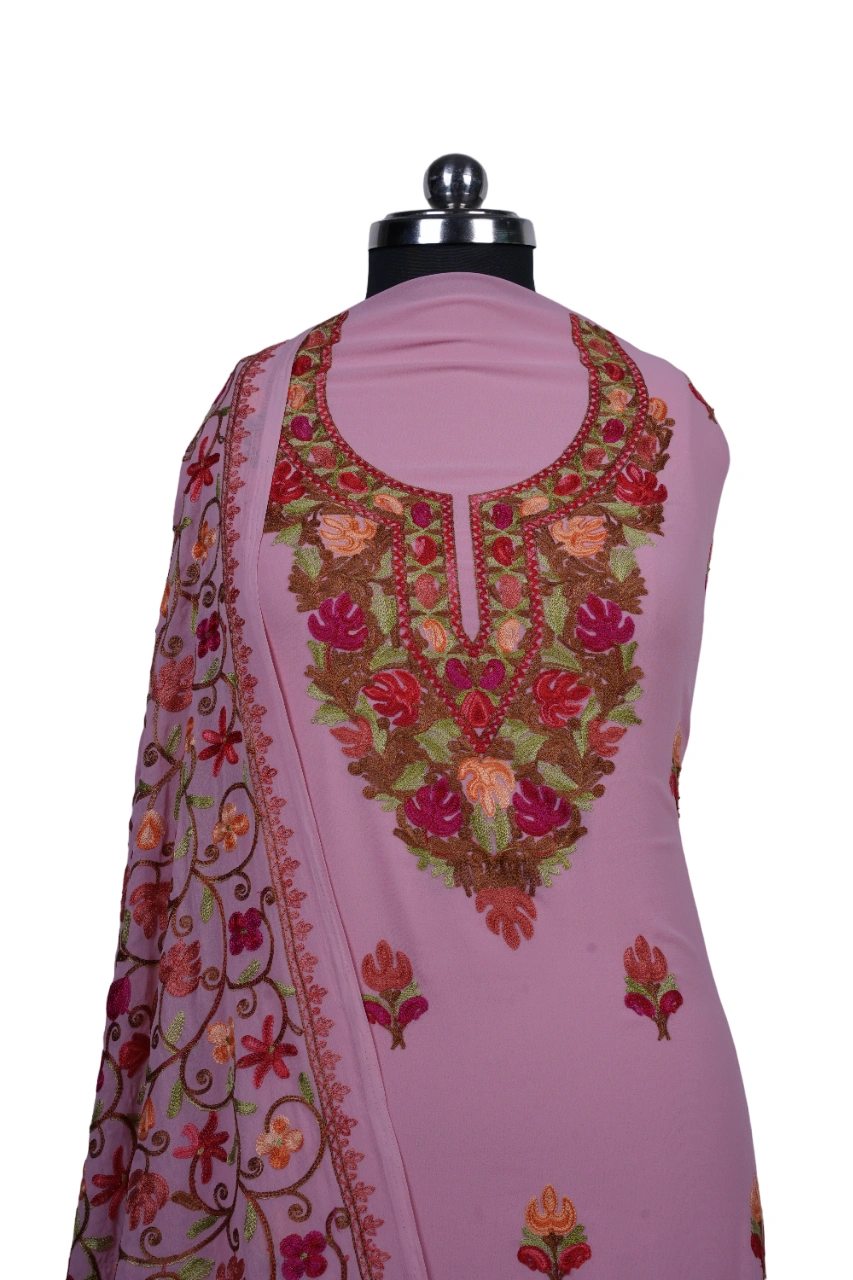 THREADWORK GEORGETTE SALWAR SUITS(#GEORGETTE-PINK)-PINK-1