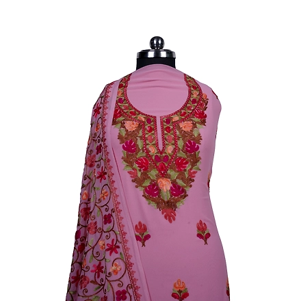 THREADWORK GEORGETTE SALWAR SUITS(#GEORGETTE-PINK)-PINK-1