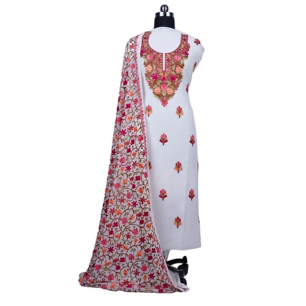 THREADWORK GEORGETTE SALWAR SUITS (#GEORGETTE-WHITE)-11922830