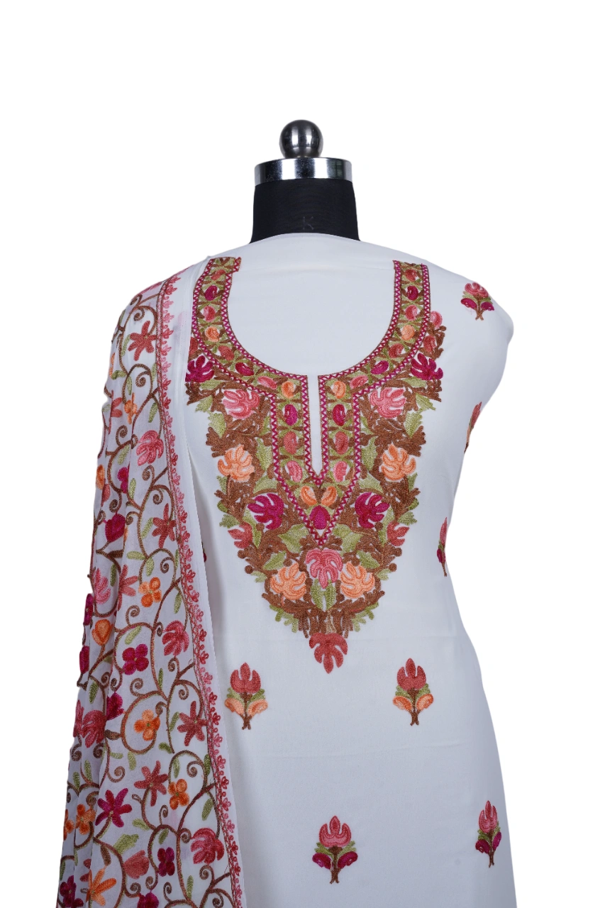 THREADWORK GEORGETTE SALWAR SUITS (#GEORGETTE-WHITE)-WHITE-1