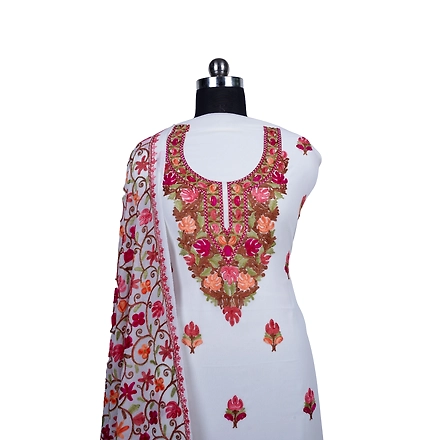 THREADWORK GEORGETTE SALWAR SUITS (#GEORGETTE-WHITE)-WHITE-1