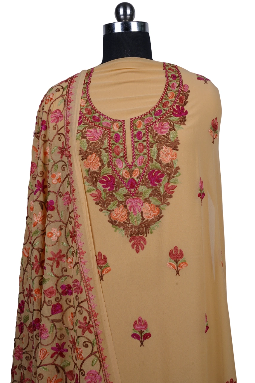 THREADWORK GEORGETTE SALWAR SUITS(#GEORGETTE-MUSTARD)-MUSTARD-1