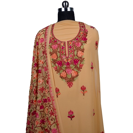 THREADWORK GEORGETTE SALWAR SUITS(#GEORGETTE-MUSTARD)-MUSTARD-1