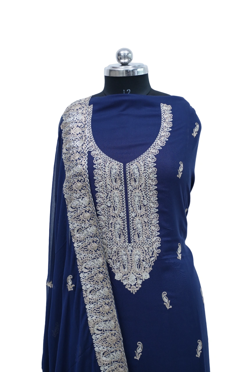 THREADWORK RAYON SALWAR SUITS(# Z302 -NAVY )-BLUE-1