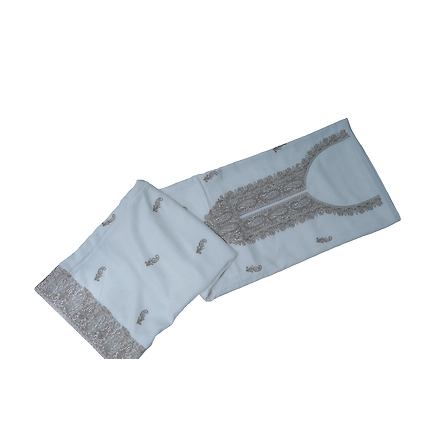 THREADWORK RAYON SALWAR SUITS(# Z302 -WHITE)-WHITE-3