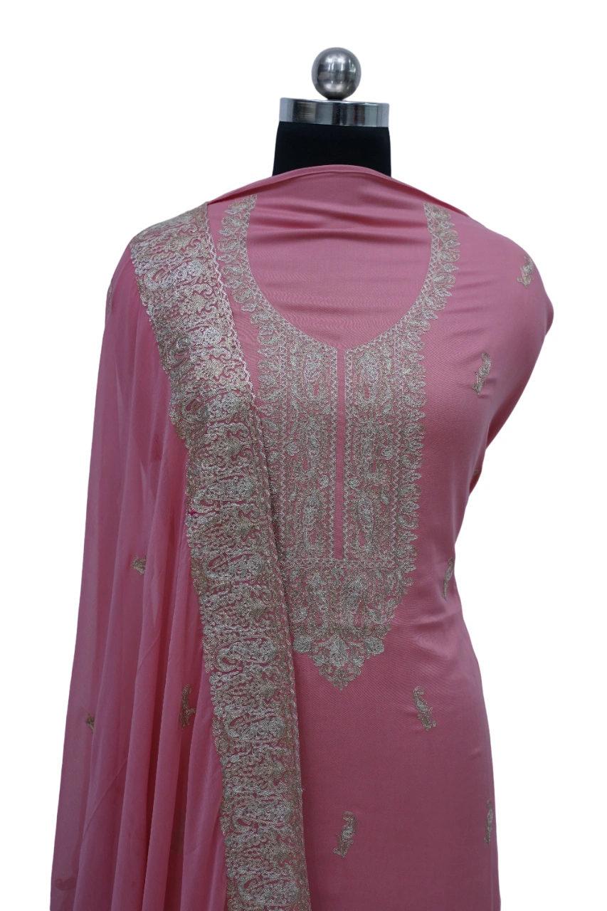 THREADWORK RAYON SALWAR SUITS(# Z302 - PINK)-PINK-1