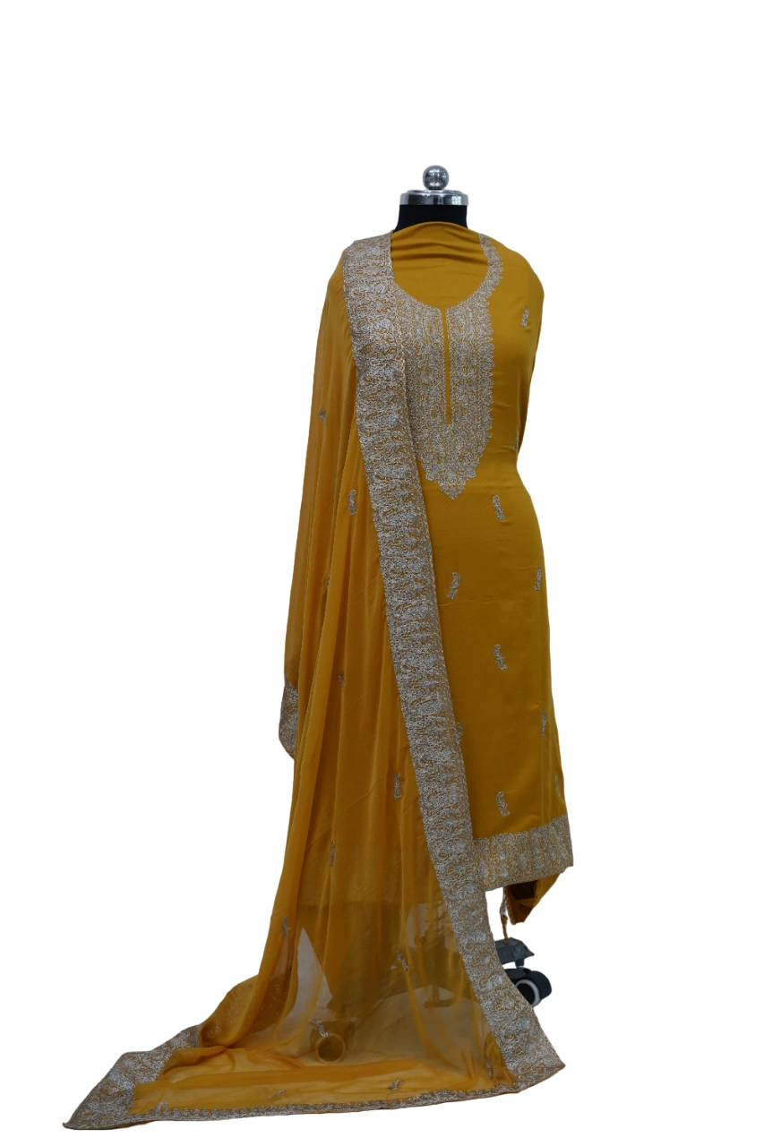 THREADWORK RAYON SALWAR SUITS(# Z302 -MUSTARD)-11922876