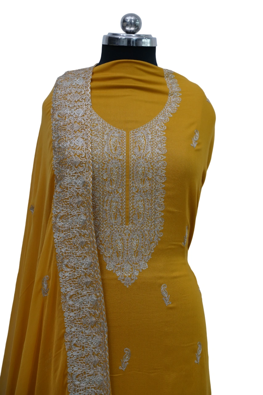 THREADWORK RAYON SALWAR SUITS(# Z302 -MUSTARD)-MUSTARD-1