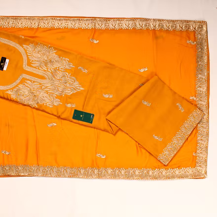 THREADWORK RAYON SALWAR SUITS(# Z301-MUSTARD)-ZARA302-MUSTARD