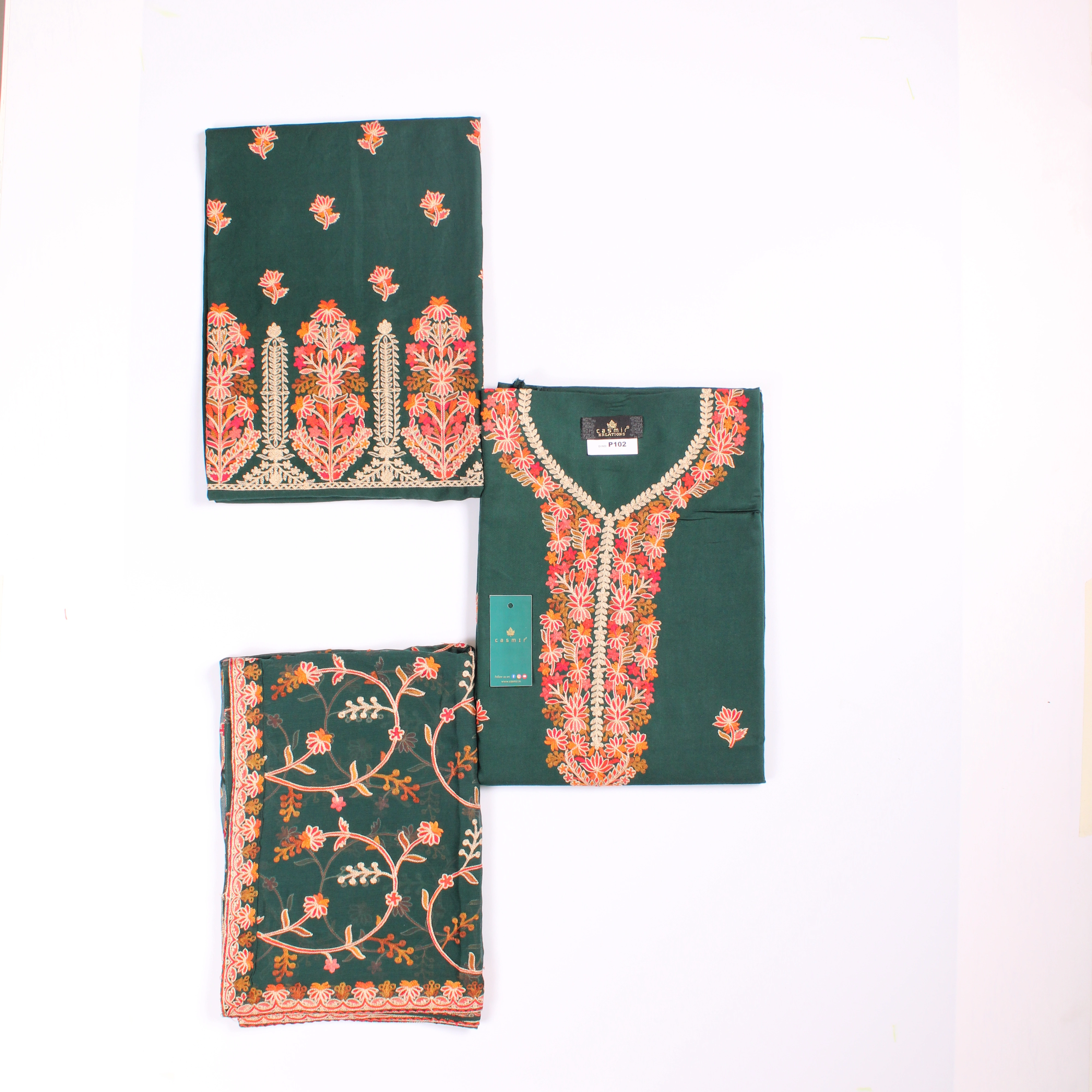 THREADWORK RAYON SALWAR SUIT  (# P102-GREEN )-GREEN-2