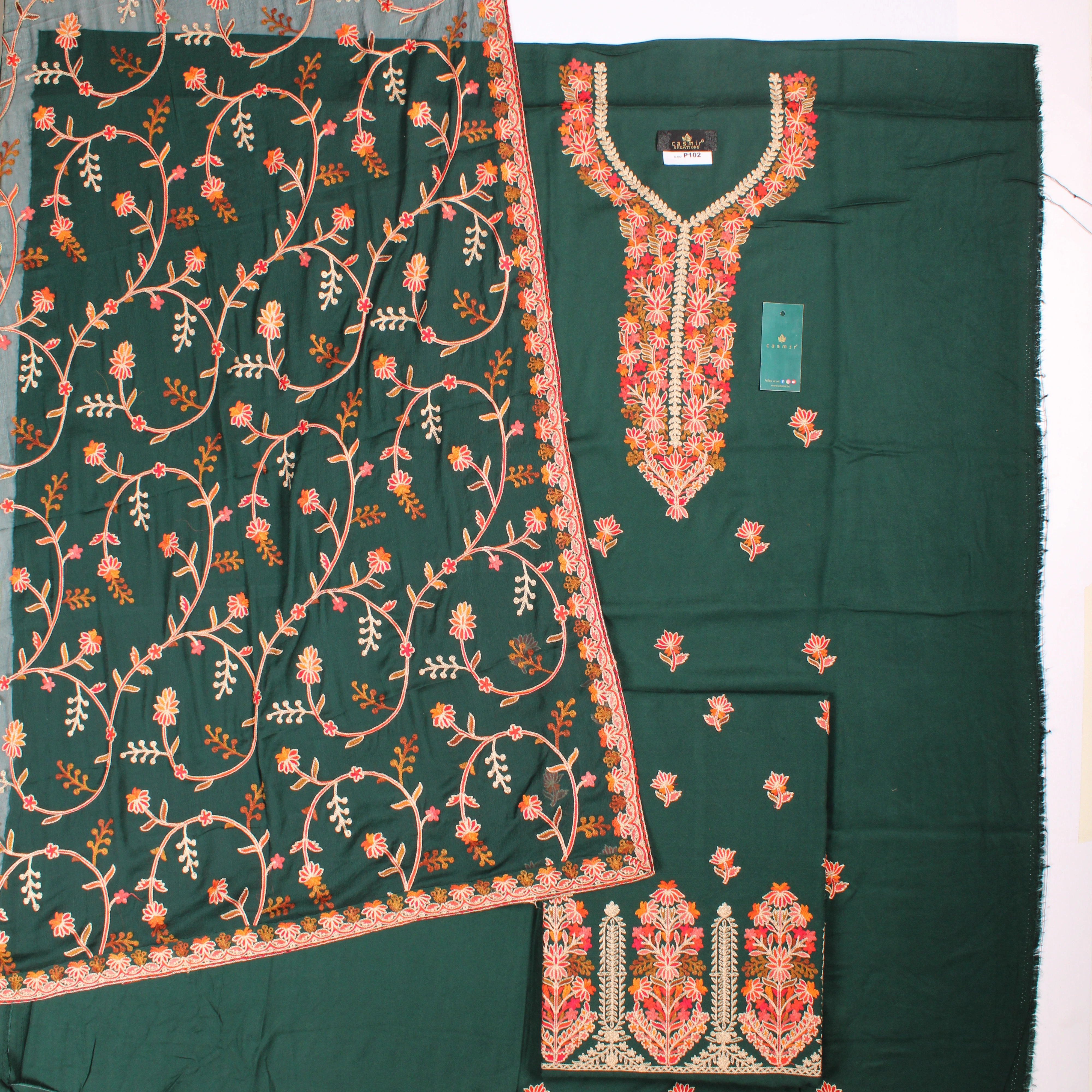 THREADWORK RAYON SALWAR SUIT  (# P102-GREEN )-GREEN-3