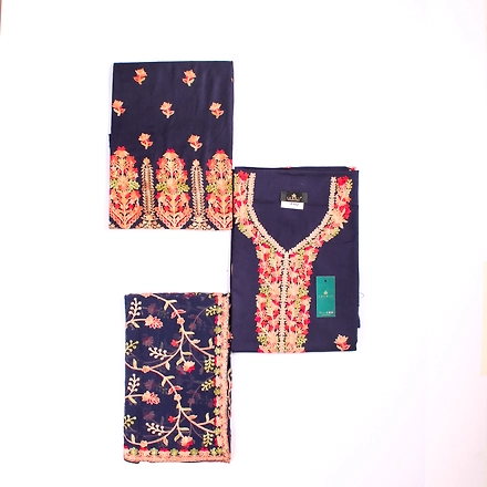 THREADWORK RAYON SALWAR SUITS (# P102-NAVY )-BLUE-2