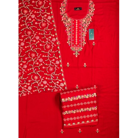 THREADWORK RAYON SALWAR SUITS (#P103-MAROON)-MEHROON-4