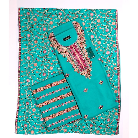 THREADWORK RAYON SALWAR SUITS (#P103-BLUE  )-P103-SEAGREEN