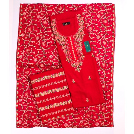 THREADWORK RAYON SALWAR SUITS (#P103-MAROON)-P103-MAROON