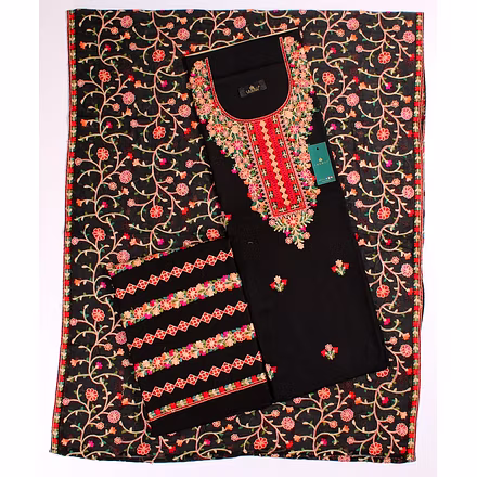 THREADWORK RAYON SALWAR SUITS (#P103-BLACK)-P103-BLACK