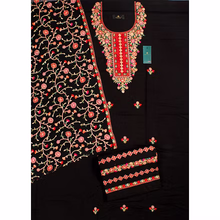 THREADWORK RAYON SALWAR SUITS (#P103-BLACK)-BLACK-2