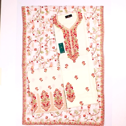 THREADWORK RAYON SALWAR SUITS (#P102-WHITE )-P102-WHITE