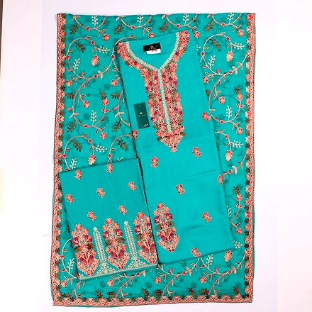 THREADWORK RAYON SALWAR SUITS (#P102-BLUE)-P102-SEAGREEN