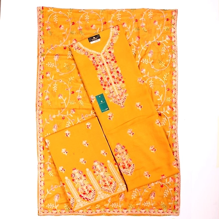 THREADWORK RAYON SALWAR SUITS (#P102-MUSTARD)-P102-MUSTARD