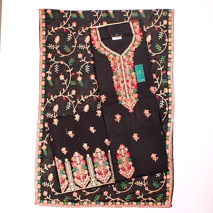THREADWORK RAYON SALWAR SUITS (#P102-BLACK )-P102-BLACK