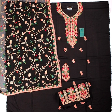 THREADWORK RAYON SALWAR SUITS (#P102-BLACK )-BLACK-2