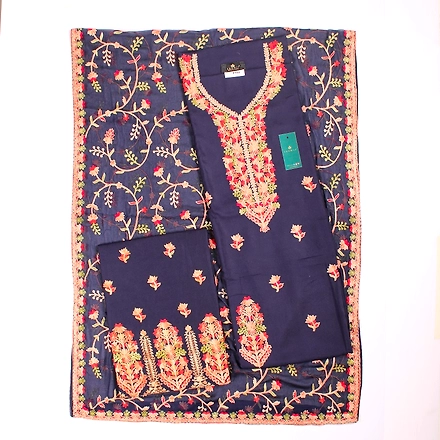 THREADWORK RAYON SALWAR SUITS (#P102-NAVY BLUE)-P102-NAVY