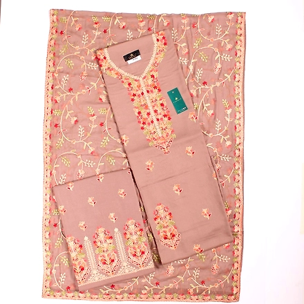 THREADWORK RAYON SALWAR SUITS (#P102-BEIGE)-P102-BEIGE