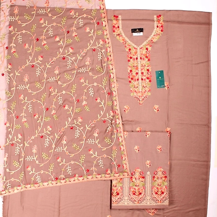 THREADWORK RAYON SALWAR SUITS (#P102-BEIGE)-BEIGE-2