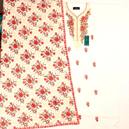 THREADWORK RAYON SALWAR SUITS (# N202-WHITE )-WHITE-2
