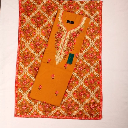 THREADWORK RAYON SALWAR SUITS (#N202-MUSTARD )-NOOR202-MUSTARD