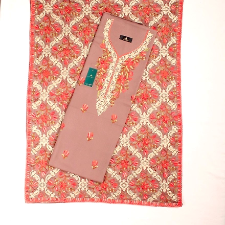 THREADWORK RAYON SALWAR SUITS (# N202-BEIGE)-NOOR202-BEIGE
