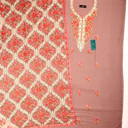 THREADWORK RAYON SALWAR SUITS (# N202-BEIGE)-BEIGE-2