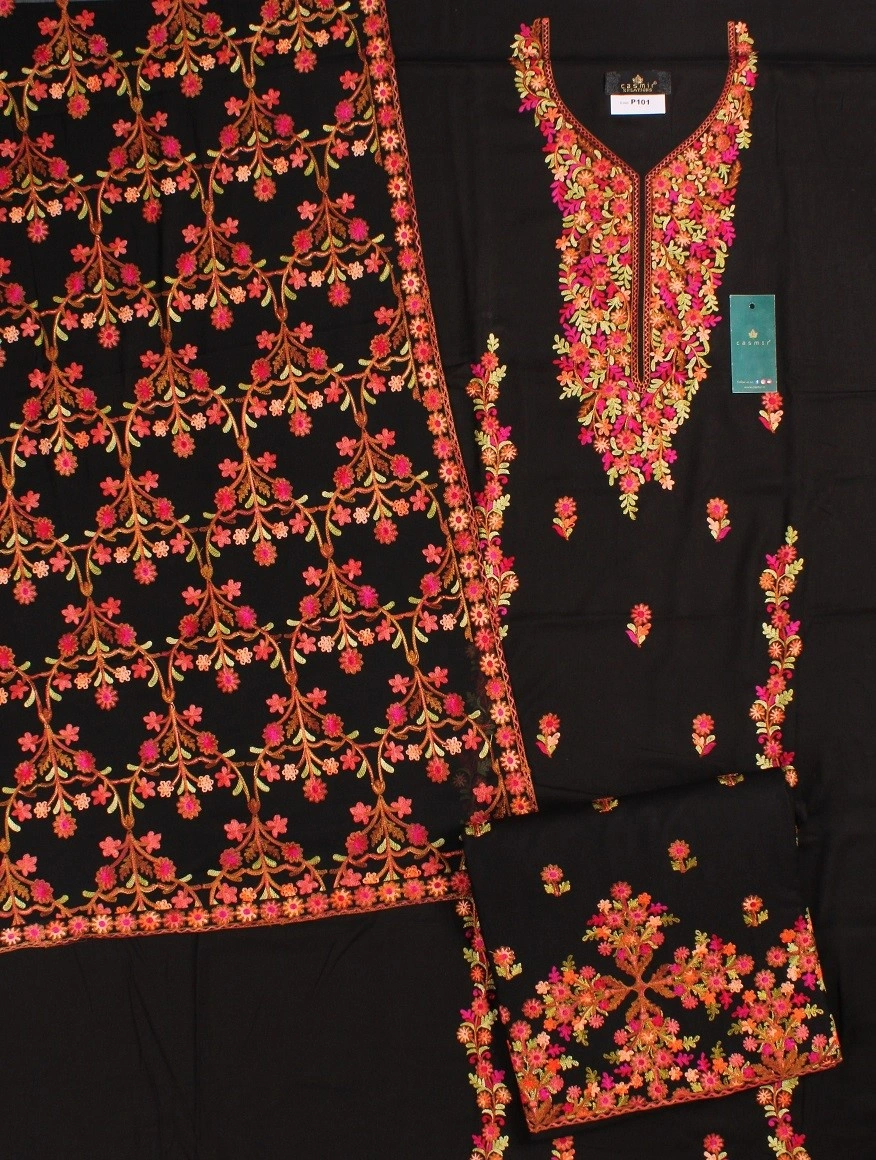 THREADWORK RAYON SALWAR SUITS (# P101-BLACK)-BLACK-2