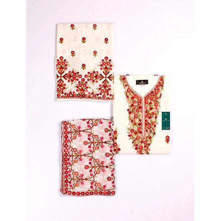 THREADWORK RAYON SALWAR SUITS ( # P101- WHITE )-WHITE-2