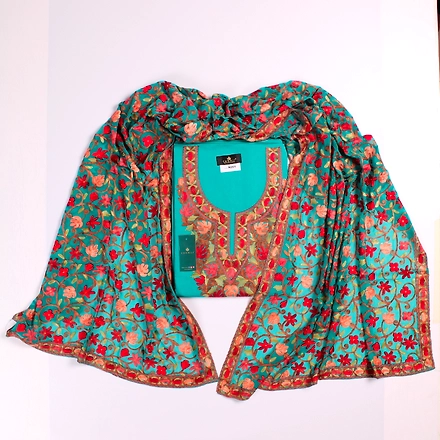 THREADWORK RAYON SALWAR SUITS (#N201-BLUE)-GREEN-2