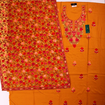 THREADWORK RAYON SALWAR SUITS (#N201-MUSTARD)-MUSTARD-1