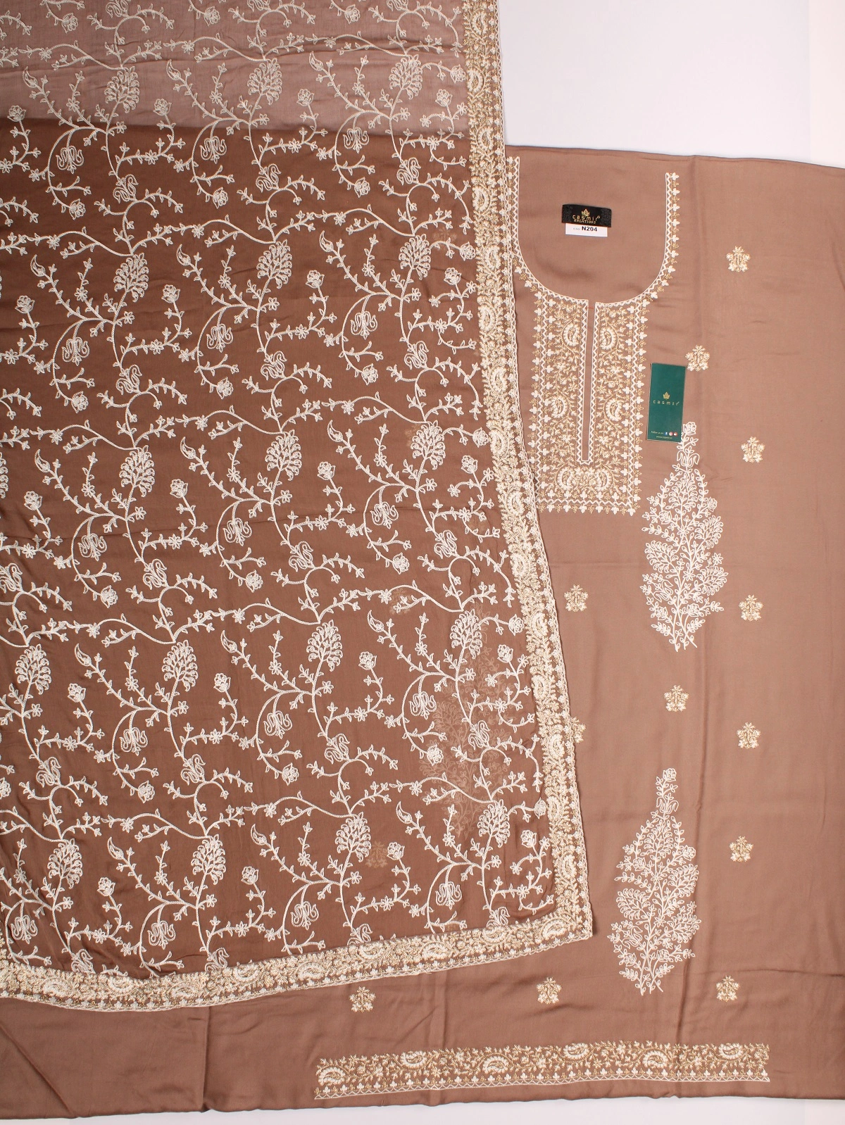 THREADWORK RAYON SALWAR SUITS (#N204- BEIGE)-BEIGE-2