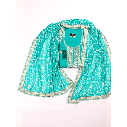 THREADWORK RAYON SALWAR SUITS (#N204-BLUE)-BLUE-2